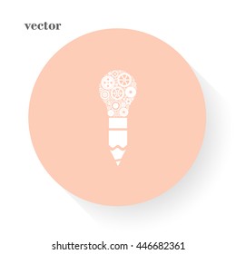 pencil -Modern Technology Concept , light bulb with gears and cog