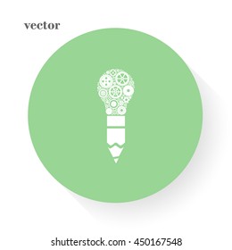 pencil -Modern Technology Concept , light bulb with gears 