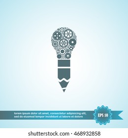 pencil -Modern Technology Concept , light bulb with gears
