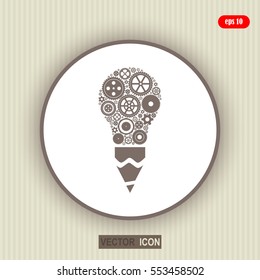 pencil -Modern Technology Concept , light bulb with gears