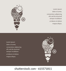 pencil -Modern Technology Concept , light bulb with gears