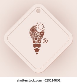 pencil -Modern Technology Concept , light bulb with gears