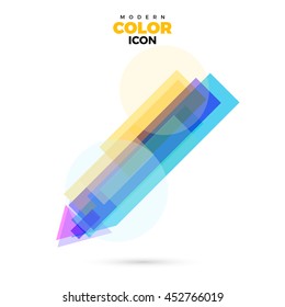 Pencil Modern varicolored lucent Icon for web, app. New concept geometric design, rainbow color symbol. Logo technology sign isolated on white. Vector illustration in creative style.