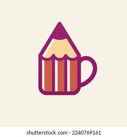 Pencil and mug Logo design. vector design and company logo, for your business