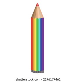El lápiz es multicolor, iridiscente, aislado en un fondo blanco.La ilustración vectorial se puede usar en diseños educativos, postales.