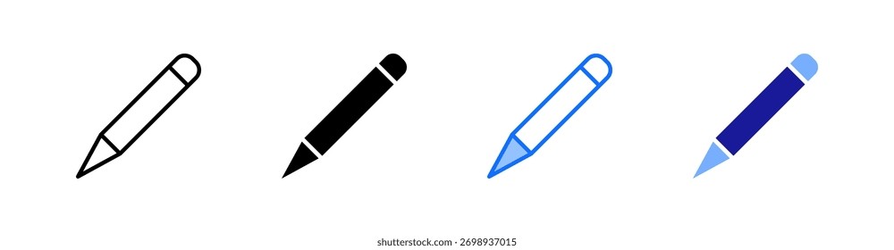 Conjunto de iconos de estilo múltiple de lápiz Vector