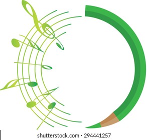 pencil with music note design icon