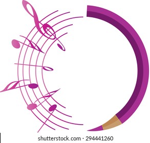 pencil with music note design icon