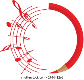 pencil with music note design icon
