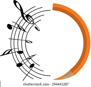 pencil with music note design icon