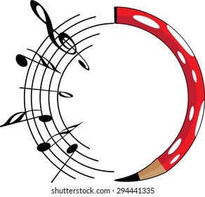 pencil with music note design icon