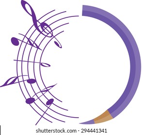 pencil with music note design icon