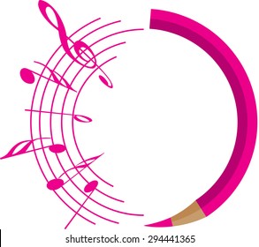 pencil with music note design icon