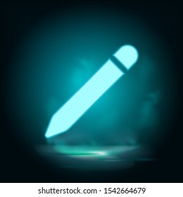 Pencil neon icon - Vector. Blue neon illustration. Pencil neon icon - Vector. Infographic concept vector illustration