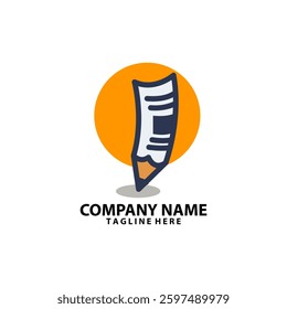 pencil newspaper logo design vector