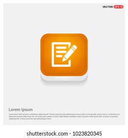 Pencil and Note Icon Orange Abstract Web Button