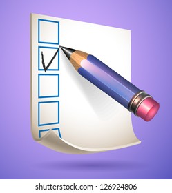 Pencil and note with options - vector illustration for your business presentations.