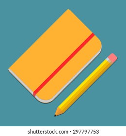pencil,  notebook