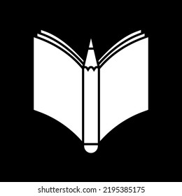 Pencil and notebook, book. Isolated simple white vector illustration on black background.