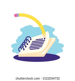 pencil with notebook school supply vector illustration design