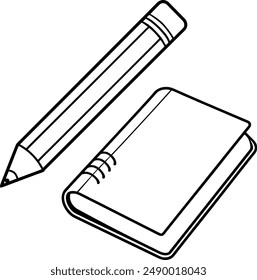 Pencil with notebook vector art illustration