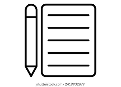 Pencil and Notepad icon. icon related to lesson planning and note-taking. line icon style. element illustration