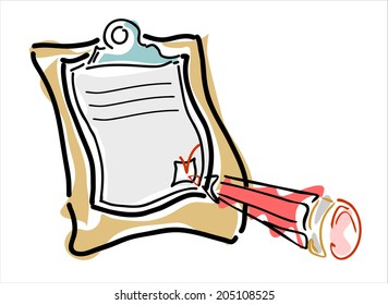  Pencil and notepad icon. Vector illustration