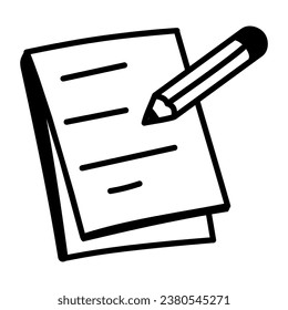 Pencil with notes, doodle icon of memo