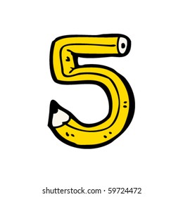 pencil numeral five cartoon