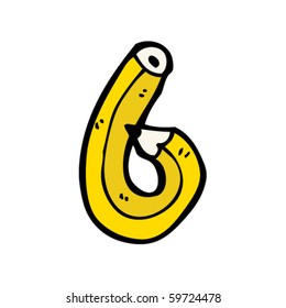 pencil numeral six cartoon