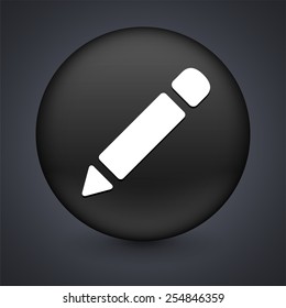 Pencil on Black Round Button