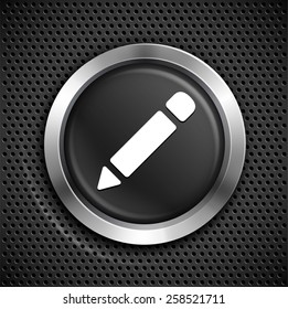 Pencil on Black Round Button