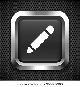 Pencil on Black Square Button