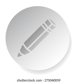 Pencil on circle of paper with shadow isolated on white background