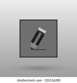 pencil on a gray background with shadow. vector