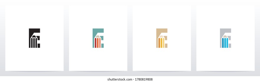 Pencil On Letter Logo Design E