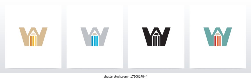 Pencil On Letter Logo Design W