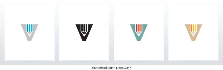 Pencil On Letter Logo Design V