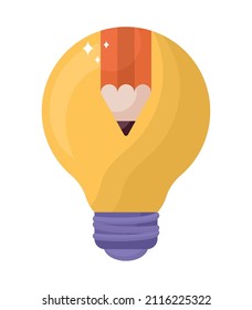 lápiz sobre la bombilla de luz sobre blanco
