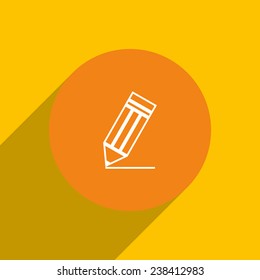 pencil on an orange background with shadow, vector, EPS 10