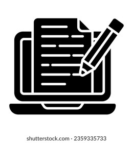 Pencil on paper, flat design of online content writing