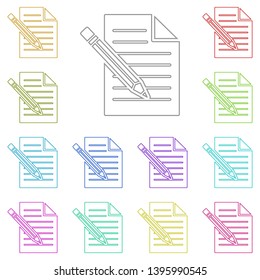 pencil on a sheet of a document file multi color icon. Simple thin line, outline vector of web icons for UI and UX, website or mobile application