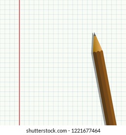 Pencil on a sheet of paper Vector illustration