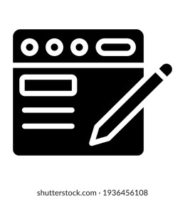 Pencil on web page, icon of online article writing