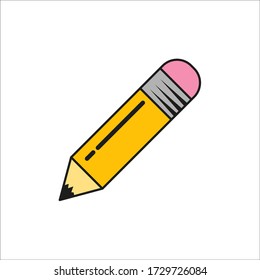 Pencil on white background. Icon in flat style, vector illustration