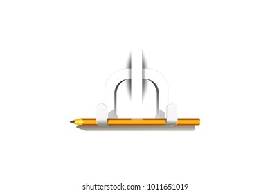 pencil on a white paper stand
