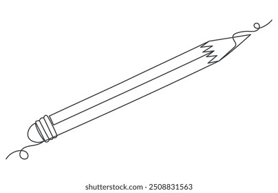 Pencil one line. Stationery vector illustration with continuous line. Pen icon. Back to school minimalist style. Education concept