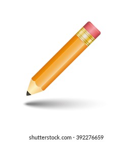Pencil. Orange pencil with eraser.