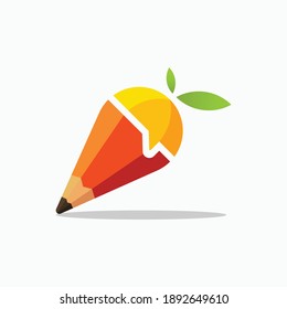 pencil with orange vector illustration template