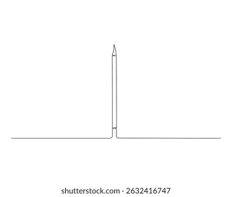 Ilustración de dibujo de contorno de lápiz. Dibujo de línea continuo de regreso al Vector escolar